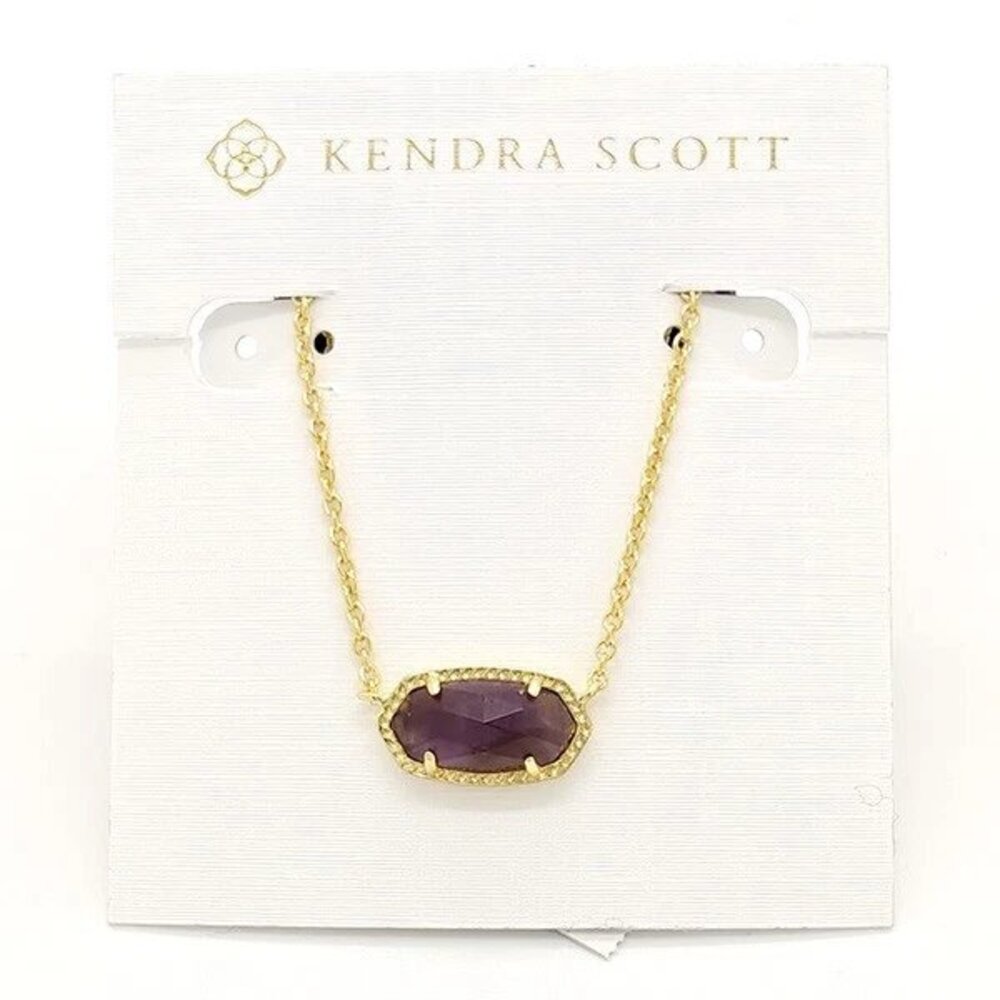 Kendra Scott Elisa Gold Pendant Necklace in Amethyst